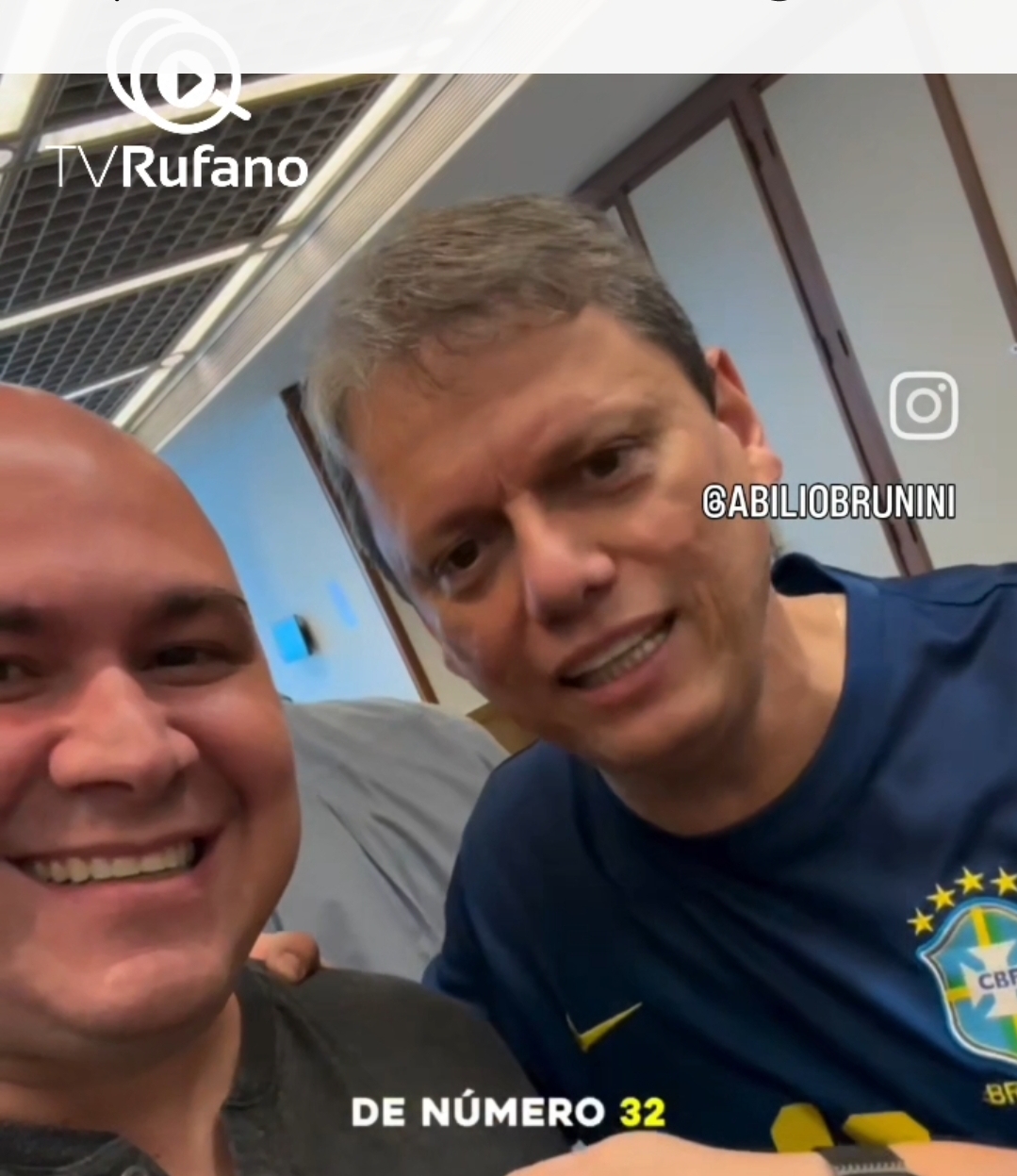 Abílio Brunini e Tarcísio de Freitas brincam sobre camisas e falam de gestão em vídeo descontraído