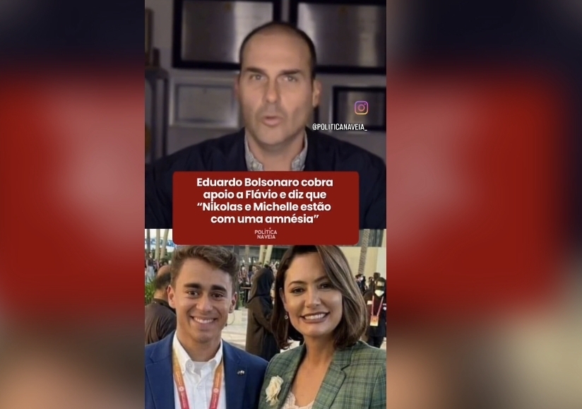 Eduardo Bolsonaro critica Michelle  e Nikolas por apoio abaixo do esperado à campanha de Flávio