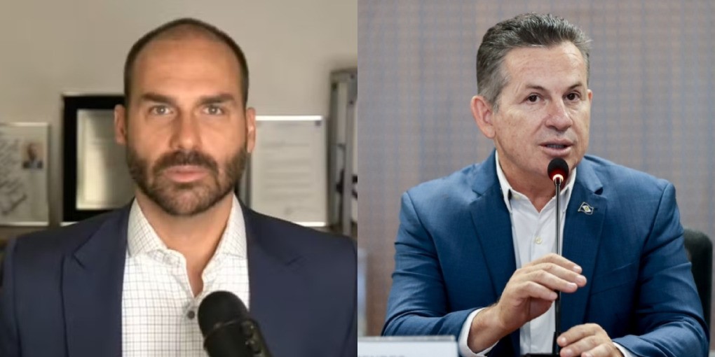 Eduardo Bolsonaro rebate críticas de Mauro Mendes e o chama de "b#sta" e "político frouxo"