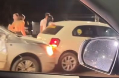Engavetamento na BR-163 em Sinop deixa oito carros envolvidos