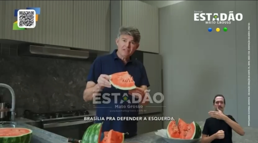Medeiros corta melancia na TV e faz provocação a WF: “Boa para comer, não para votar”
