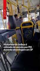 Motorista de ônibus é contido por policial militar e retirado de veículo em SP Motorista de ônibus é contido por policial militar e retirado de veículo em SP