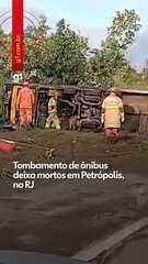 Tombamento de ônibus deixa mortos em Petrópolis, no RJ