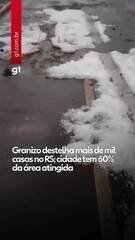 Granizo destelha mais de mil casas no RS; cidade tem 60% da área atingida