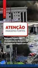 Pessoas fogem de deslizamento de terra na fronteira do Nepal com o Tibete