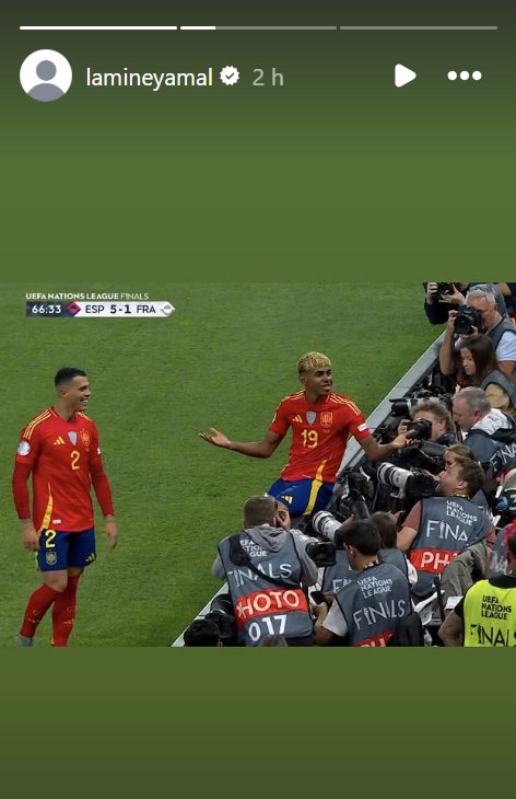 Lamine Yamal aproveitou para provocar a França horas antes da semifinal / Reprodução: @lamineyamal Instagram Lamine Yamal aproveitou para provocar a França horas antes da semifinal / Reprodução: @lamineyamal Instagram