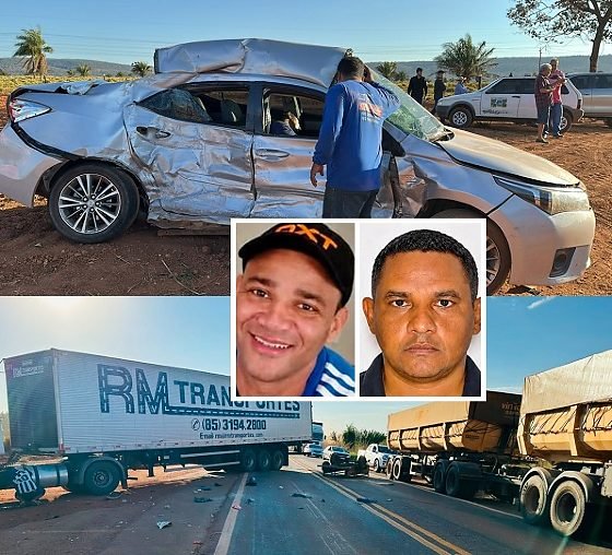 Colisão frontal entre Corolla e carreta deixa dois mortos na BR-174 em Mato Grosso