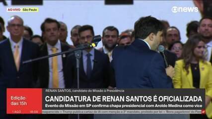 "Ninguém vai roubar nada, porque nós vamos matar quem roubar", diz Renan Santos (MIssão) em discurso de lançamento de sua candidatura à presidência "Ninguém vai roubar nada, porque nós vamos matar quem roubar", diz Renan Santos (MIssão) em discurso de lançamento de sua candidatura à presidência
