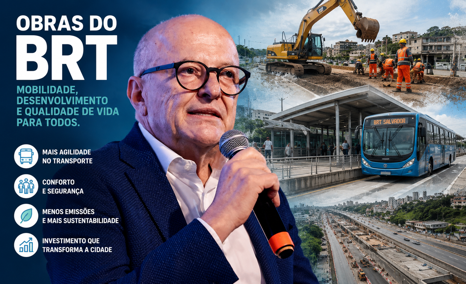 Pivetta pede desculpas por transtornos das obras do BRT e promete concluir primeiro trecho até o fim do ano