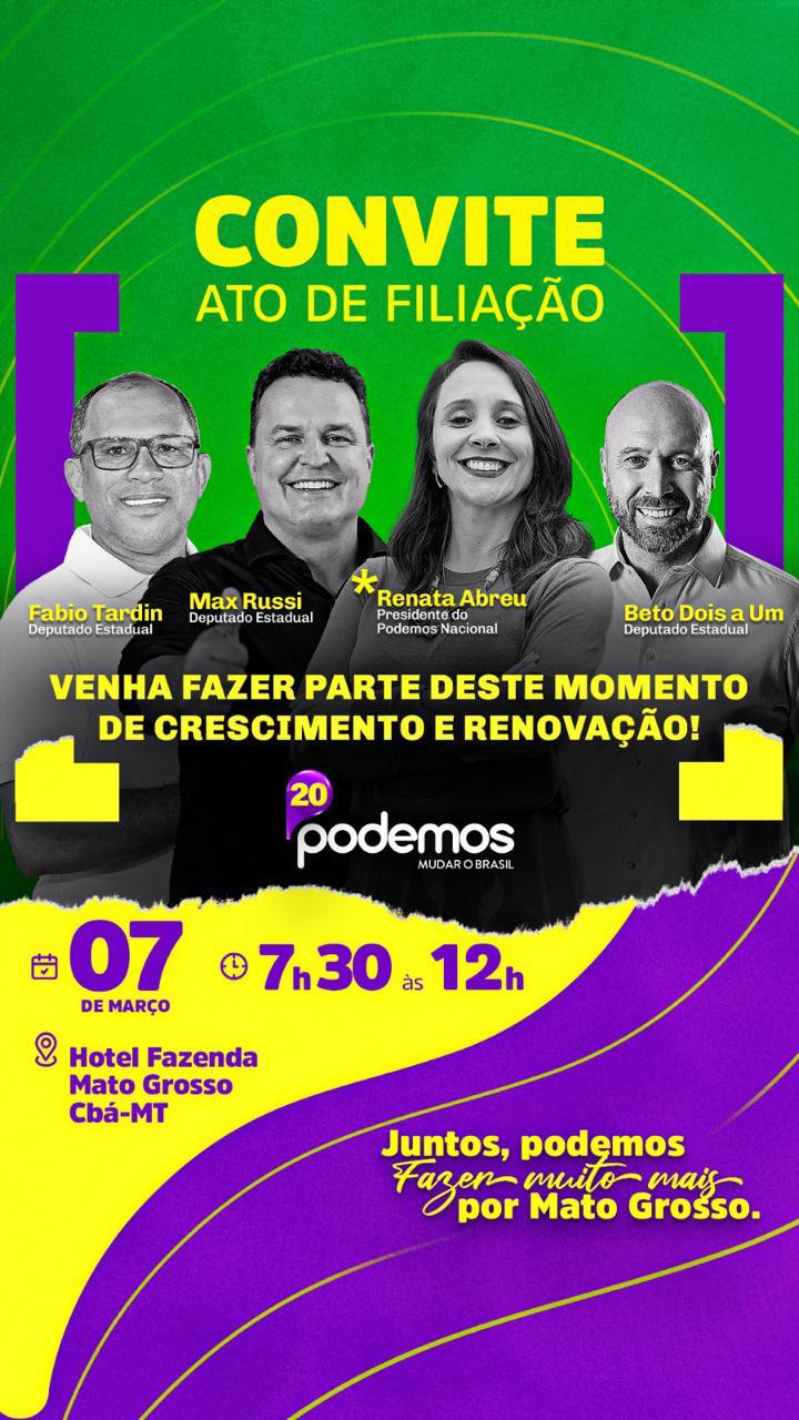 Podemos realiza grande evento de filiação com Max Russi em Cuiabá