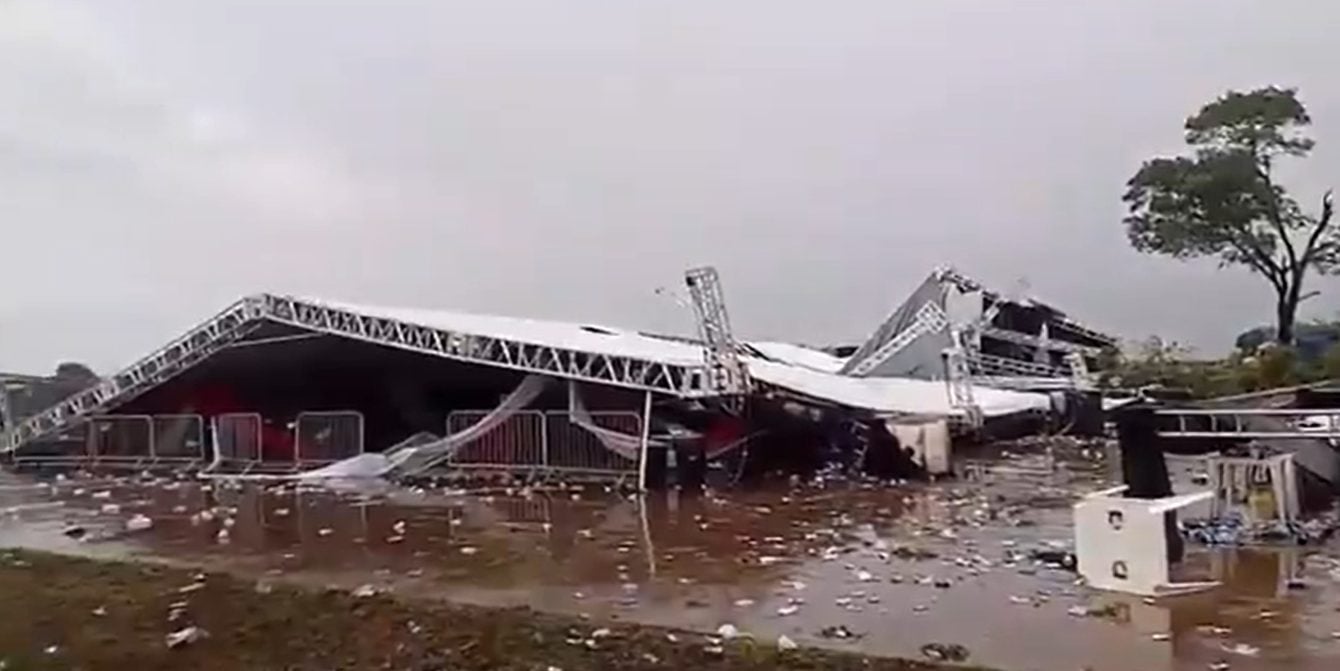 Temporal derruba estrutura de festa universitária em SP e deixa um morto; veja