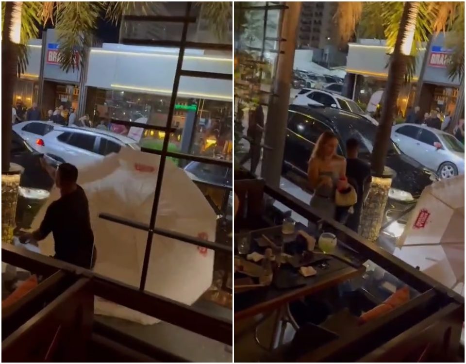 Vídeo mostra homem atirando em carro de empresário que destruiu deck de restaurante Haru
